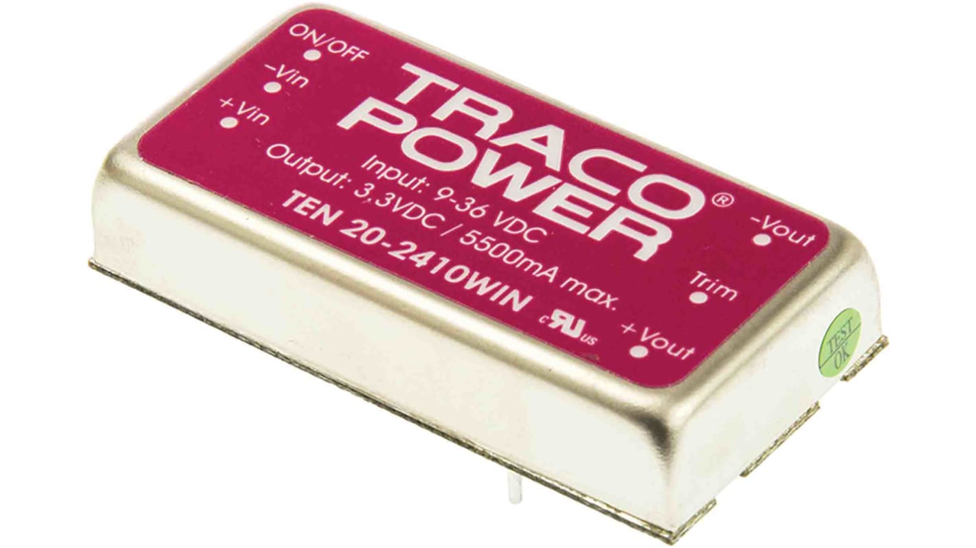 Convertidor dc-dc 20W, Salida 3.3V dc, 5.5A, ±0.5%