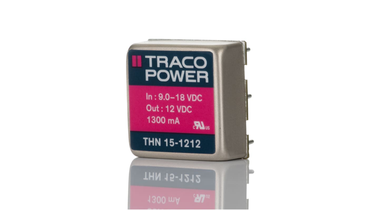 TRACOPOWER THN 15 DC/DC-Wandler 15W 12 V dc IN, 12V dc OUT / 1.3A Durchsteckmontage 1.5kV dc isoliert