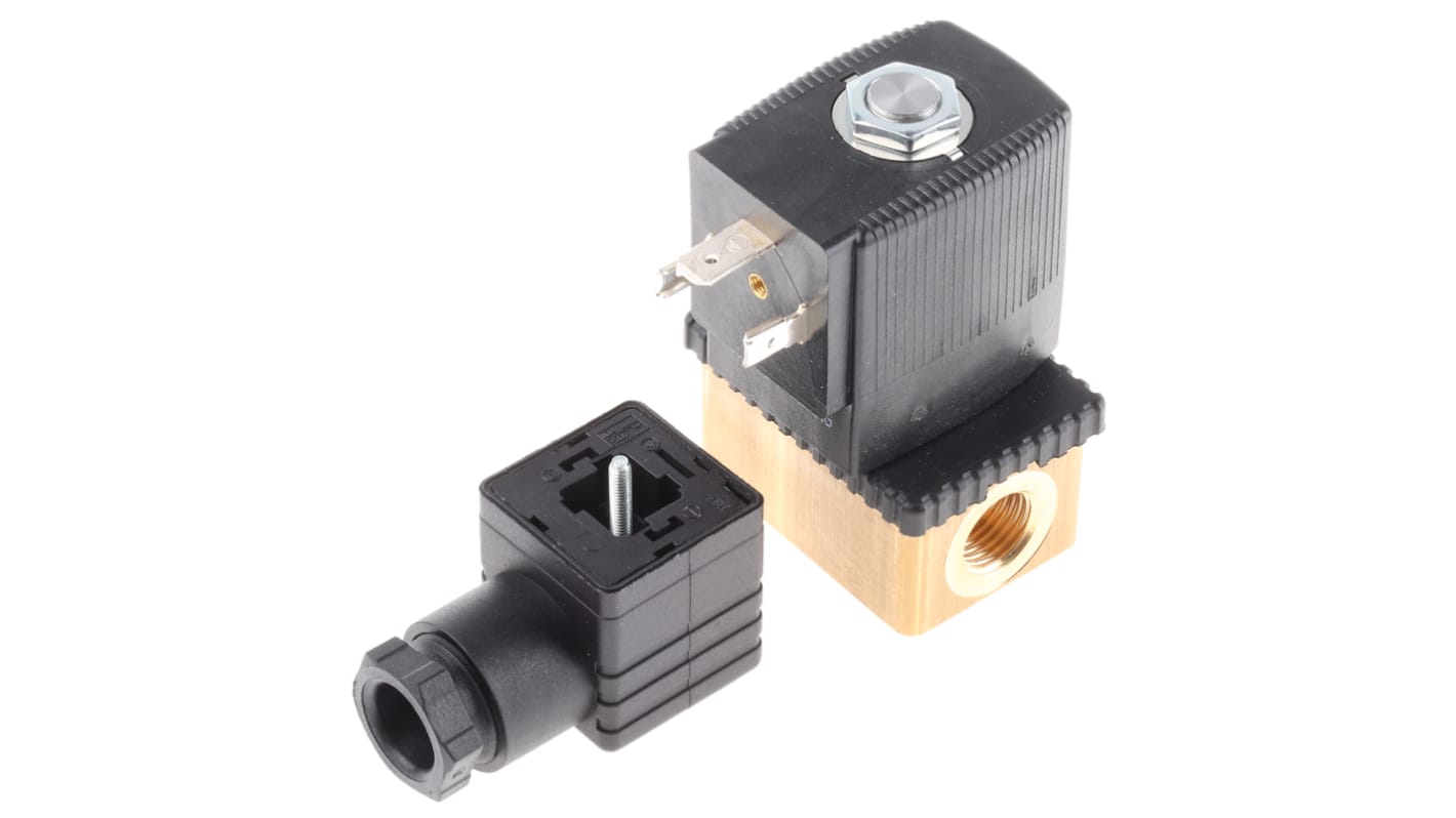 Válvula de solenoide Burkert 6013 de 2 puertos, Hembra G de 1/4 pulg., Directo, NC de 110 Vac