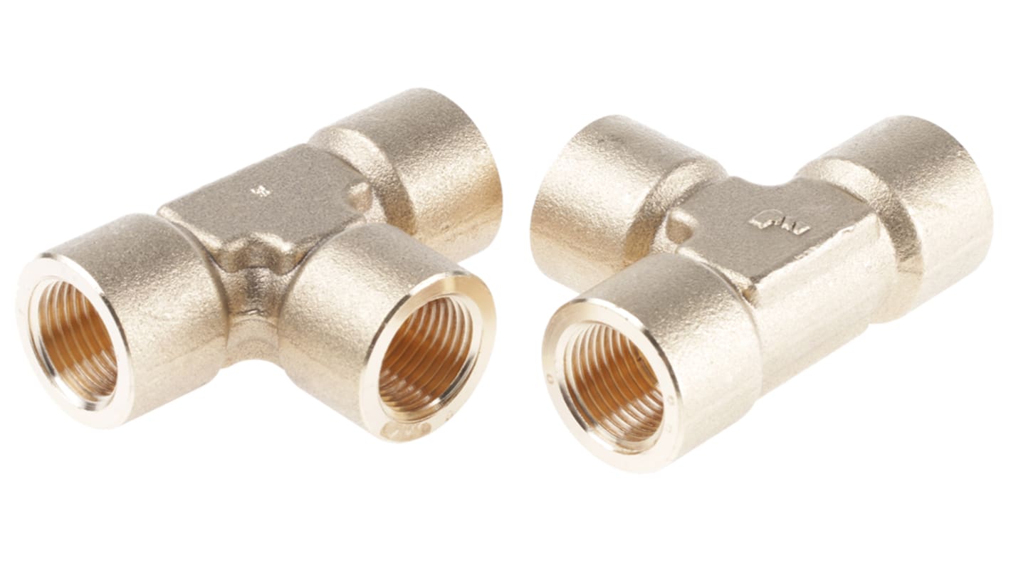 Legris Brass Pipe Fitting, Tee Threaded Equal Tee, Female BSPP 1/2in to Female BSPP 1/2in