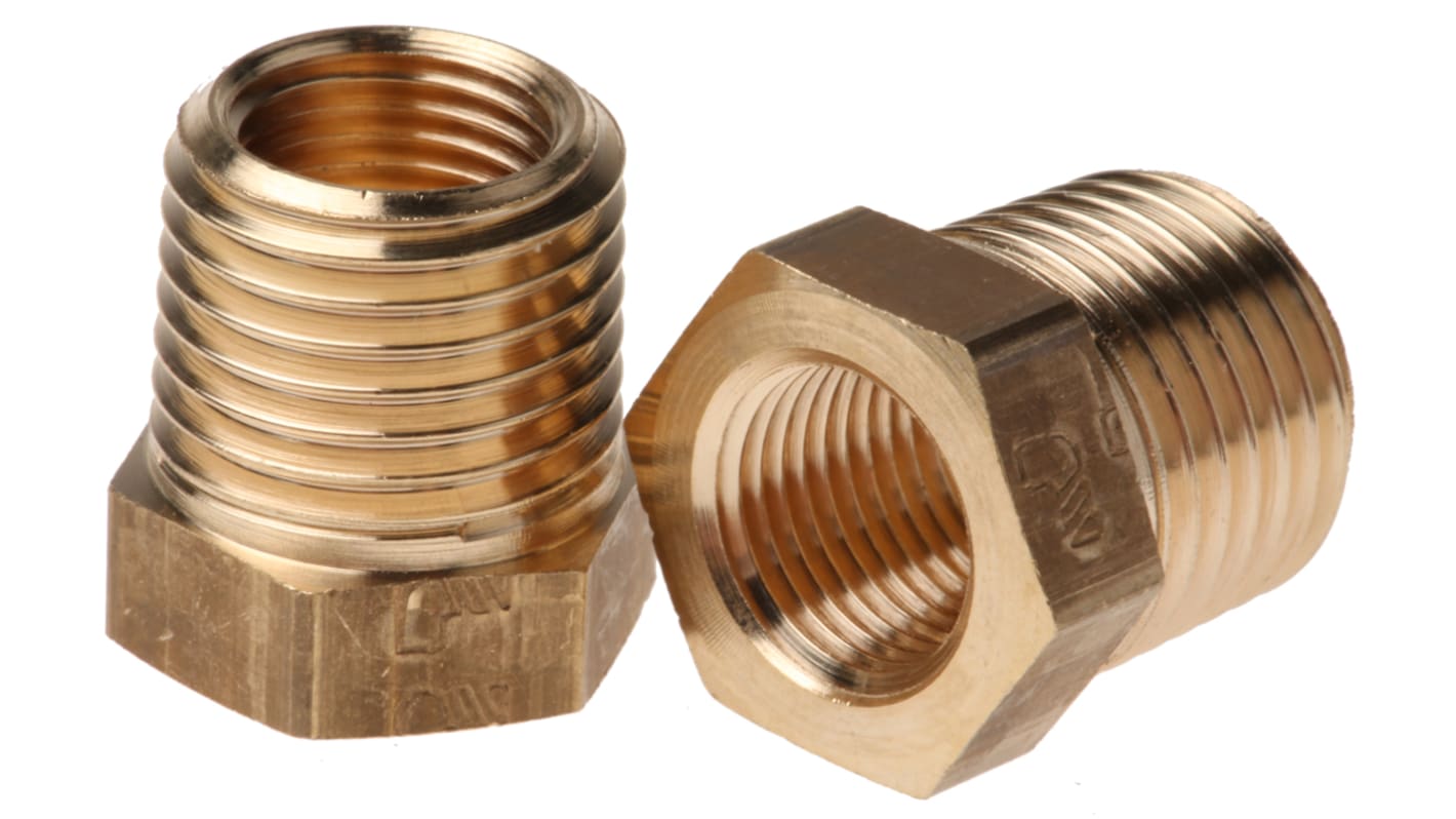 Legris Brass Pipe Fitting, Straight Threaded Reducer, Male R 1/4in to Female G 1/8in