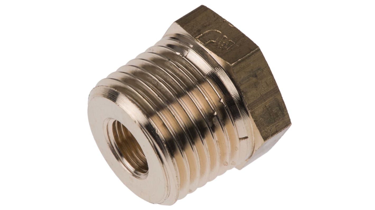 Legris Brass Pipe Fitting, Straight Threaded Reducer, Male R 1/2in to Female G 1/8in