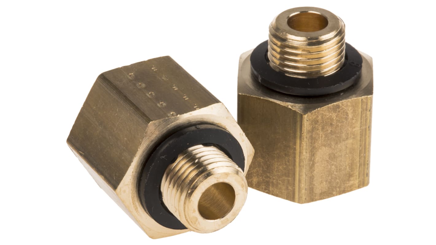 Legris Brass Pipe Fitting, Straight Threaded Adapter, Male G 1/8in to Female G 1/4in