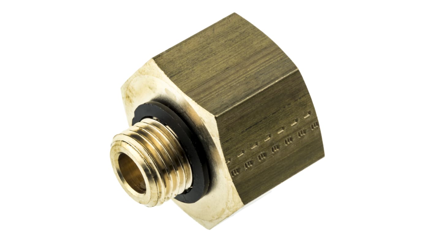 Legris Brass Pipe Fitting, Straight Threaded Adapter, Male G 1/4in to Female G 1/2in
