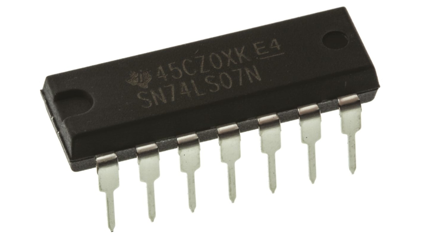 Texas Instruments バッファ,ラインドライバスルーホール, 14-Pin, 回路数:6, SN74LS07N