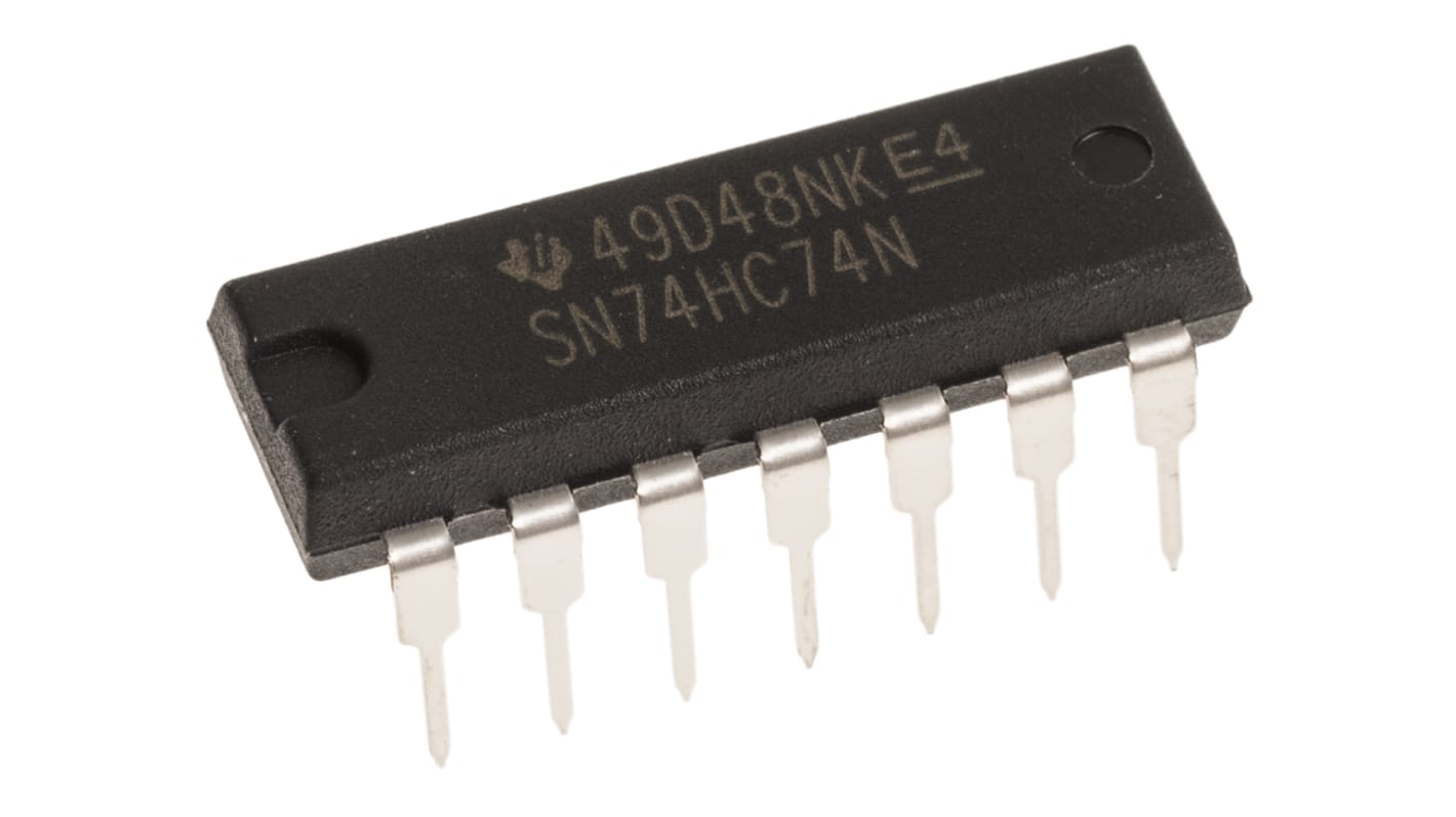 Texas Instruments SN74HC74N Dual D Type Flip Flop IC, 14-Pin PDIP