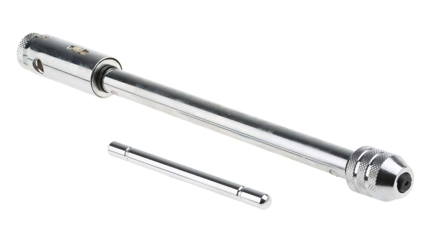 RS PRO Long Ratchet Tap Wrench Steel #6 → 1/4 in (ISO), 1/4 in (DIN) UNF, 1/8 → 1/4 in (DIN) BSW, 4BA