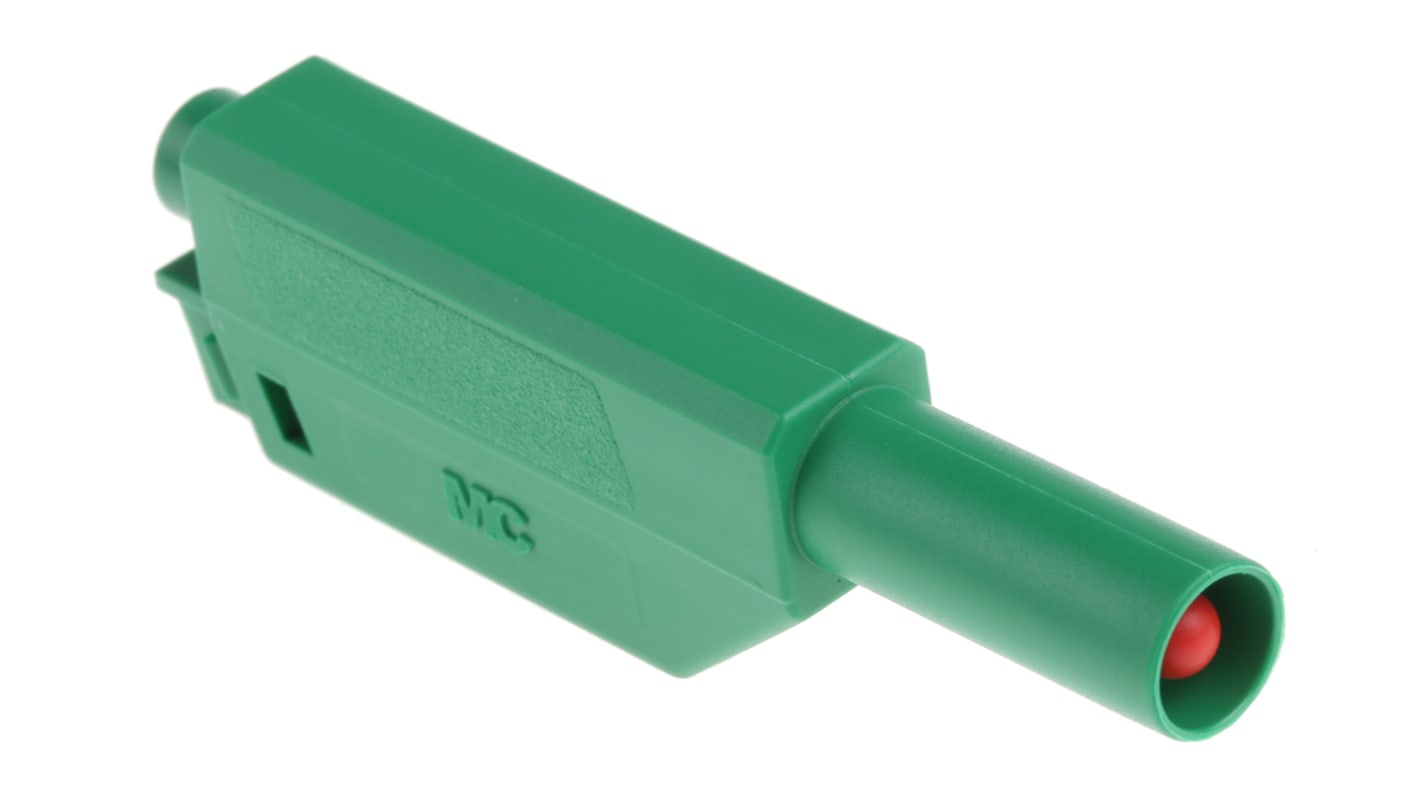 Conector banana Macho, 32A, 1000V, Contacto Oro, Verde