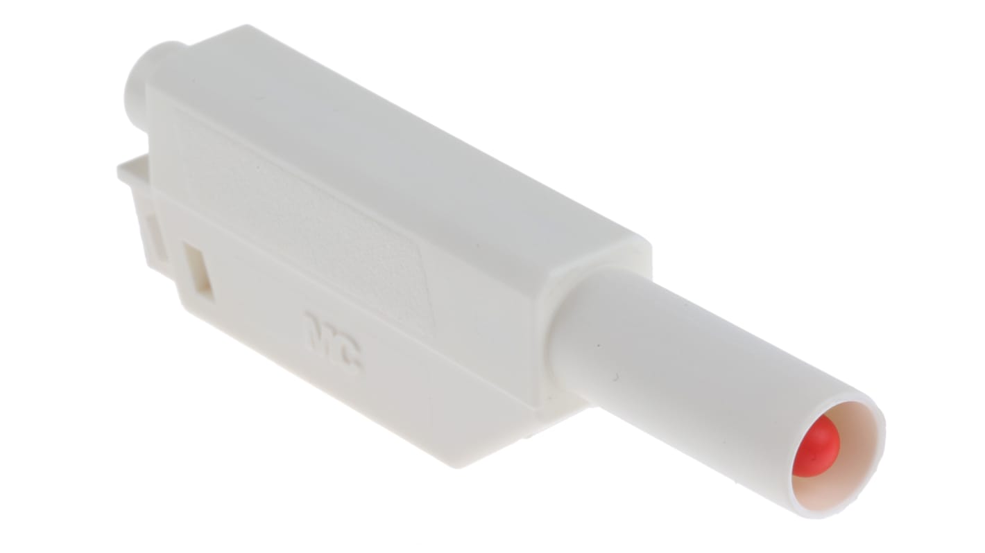 Conector banana Macho, 32A, 1000V, Contacto Oro, Blanco