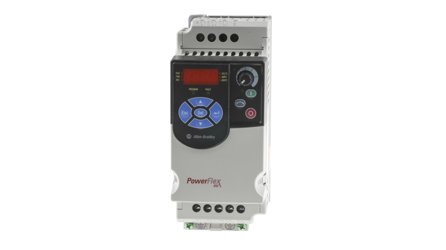 Variador de frecuencia Allen Bradley serie PowerFlex 4M, 0,75 kW, 240 V ac, 1 fase, 4,2 A, 400Hz, IP20, ModBus