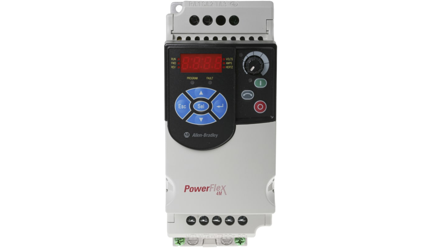 Allen Bradley Inverter Drive, 0.4 kW, 1 Phase, 230 V ac, 2.5 A, PowerFlex 4M Series