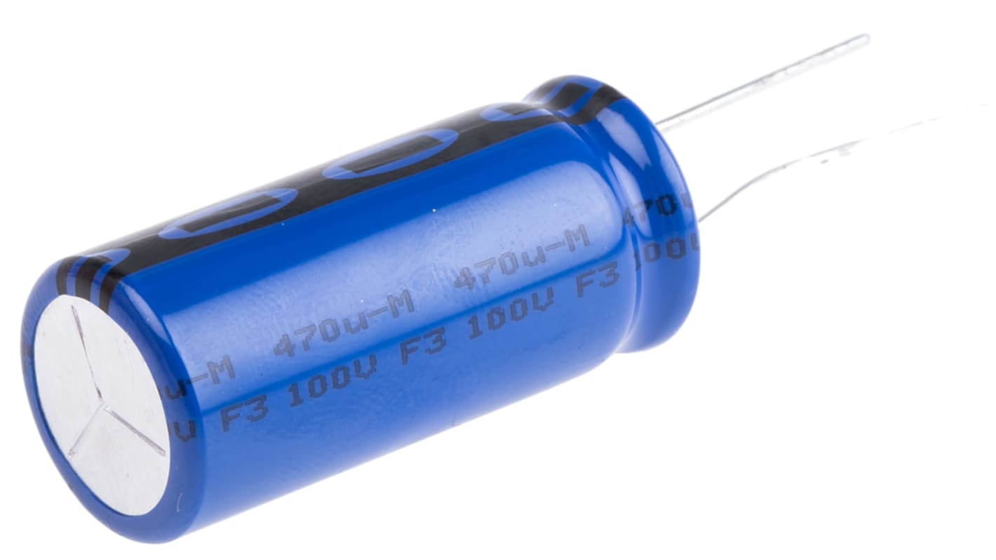 Vishay 470μF Aluminium Electrolytic Capacitor 100V dc, Radial, Through Hole - MAL213659471E3