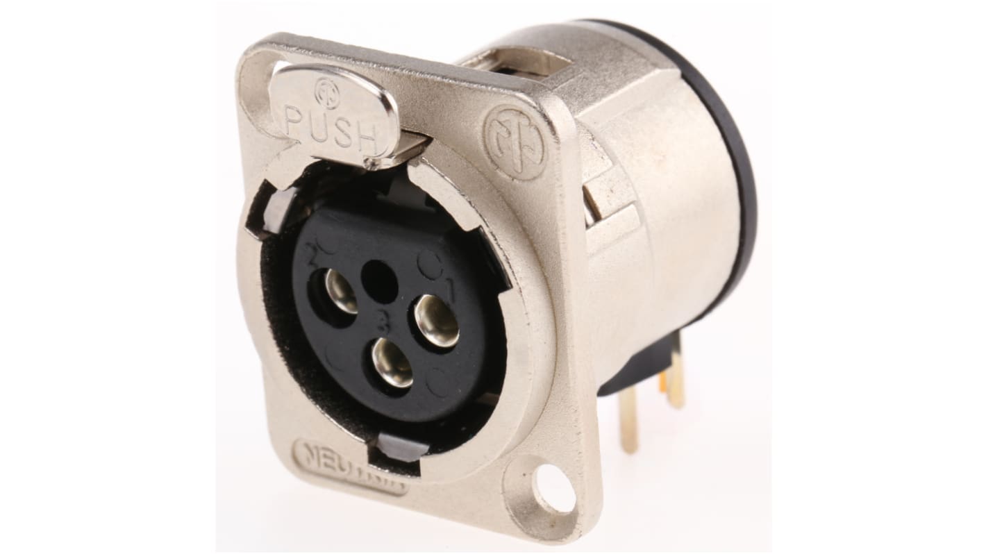 NC3FDH Neutrik PCB Mount XLR Connector, Right Angle, Female, 50 V, 3