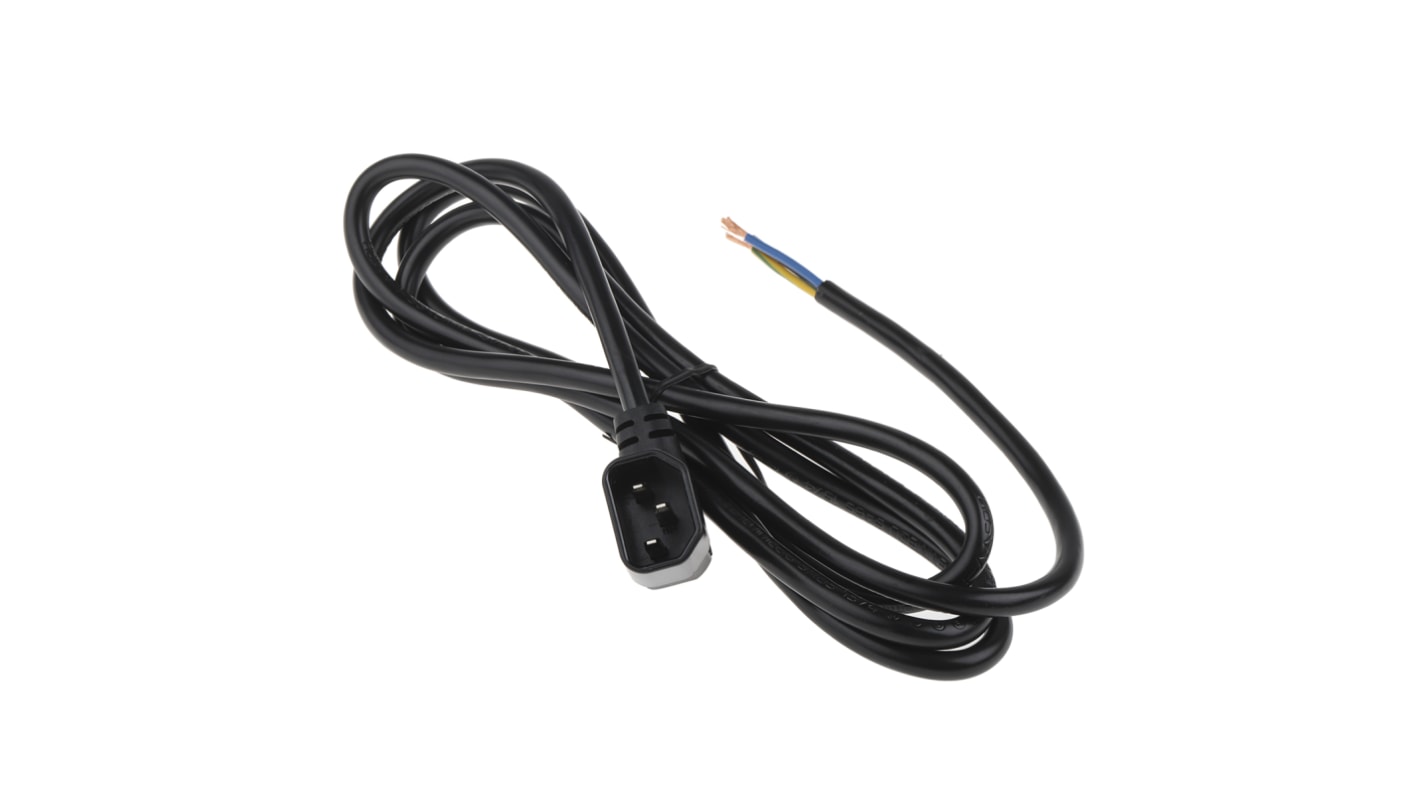 Cable de alimentación RS PRO Negro de 2m, 250 V / 10 A