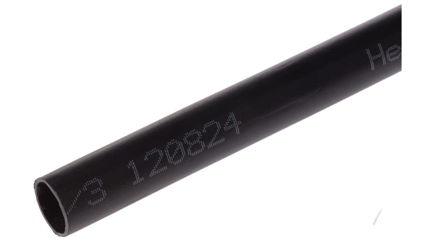 HellermannTyton 熱収縮チューブ, 収縮前 12mm, 収縮後 3mm, 黒 323-10120 MU47-12/3-PO-X-BK