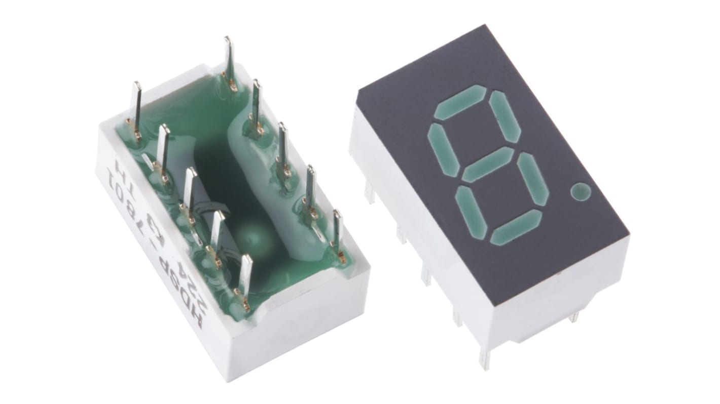 Broadcom LED-Anzeige 7-Segment, Grün 571 nm Zeichenbreite 4.2mm Zeichenhöhe 7.6mm Durchsteckmontage