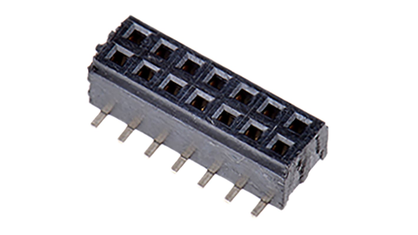 Samtec CLM Series Straight Surface Mount PCB Socket, 14-Contact, 2-Row, 1mm Pitch, Solder Termination