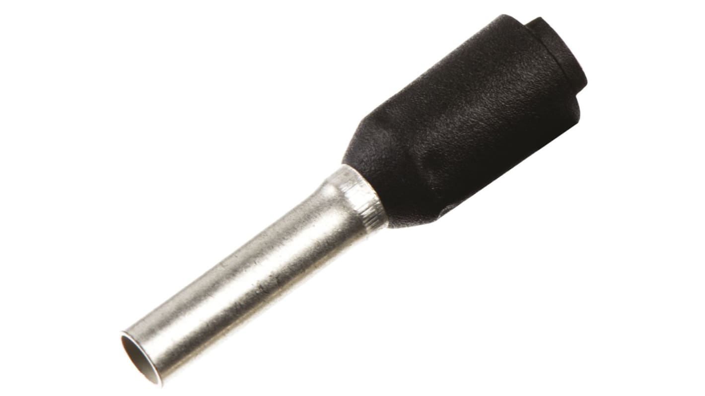Weidmuller Insulated Crimp Bootlace Ferrule, 8mm Pin Length, 1.7mm Pin Diameter, 1.5mm² Wire Size, Black
