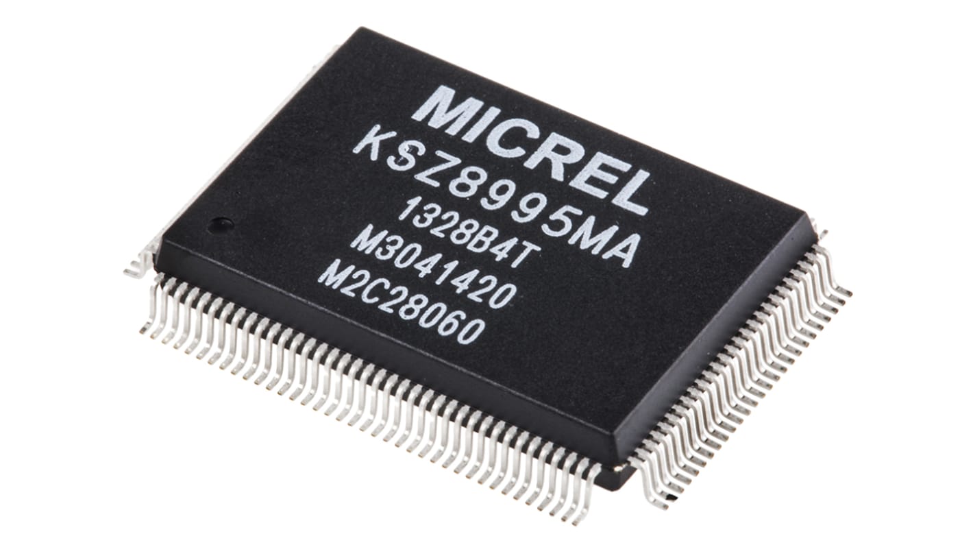 Microchip Ethernet switch IC, 10 Mbps, 100Mbit/s MII, SNI 1,8 V, 2,5 V, 3,3 V, 128 ben, PQFP