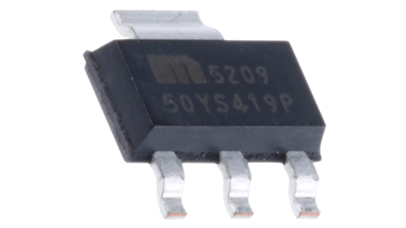 Regolatore di tensione MIC5209-5.0YS, 500mA, 3+Tab-Pin, SOT-223
