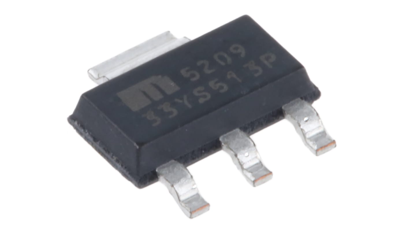 Microchip MIC5209-3.3YS, 1 Low Dropout Voltage, Voltage Regulator 500mA, 3.3 V 3+Tab-Pin, SOT-223