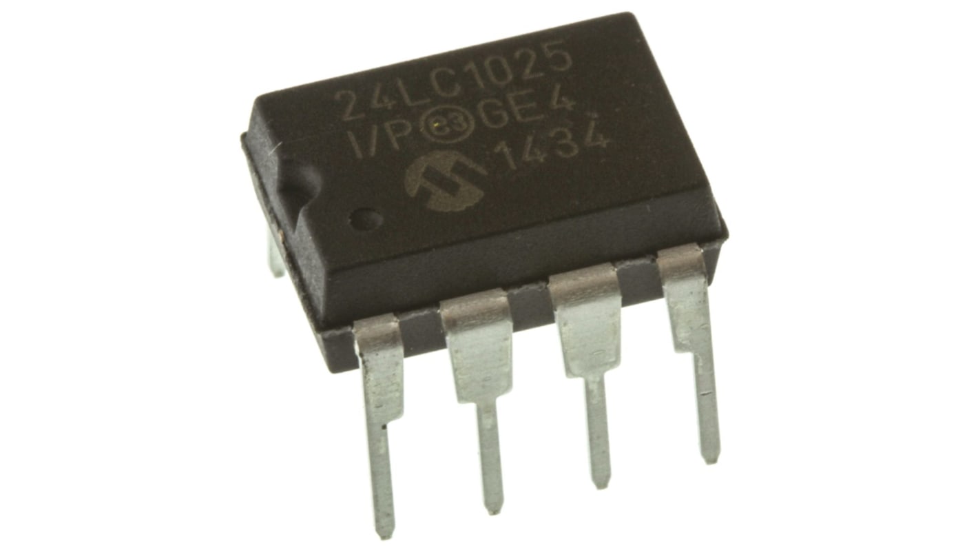 Memoria EEPROM seriale I2C Microchip, da 1Mbit, PDIP, Su foro, 8 pin