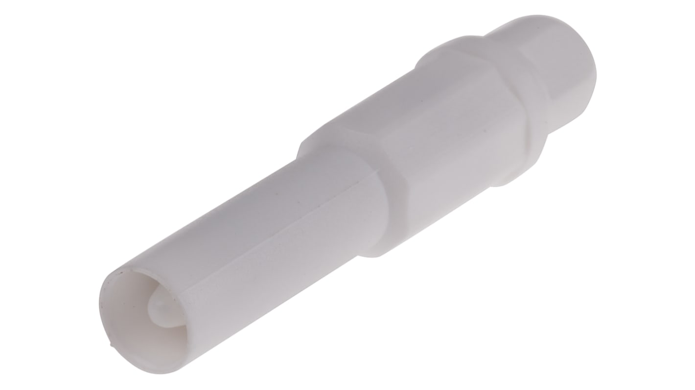 Conector banana Macho, 10A, 1000V, Contacto Estaño, Blanco