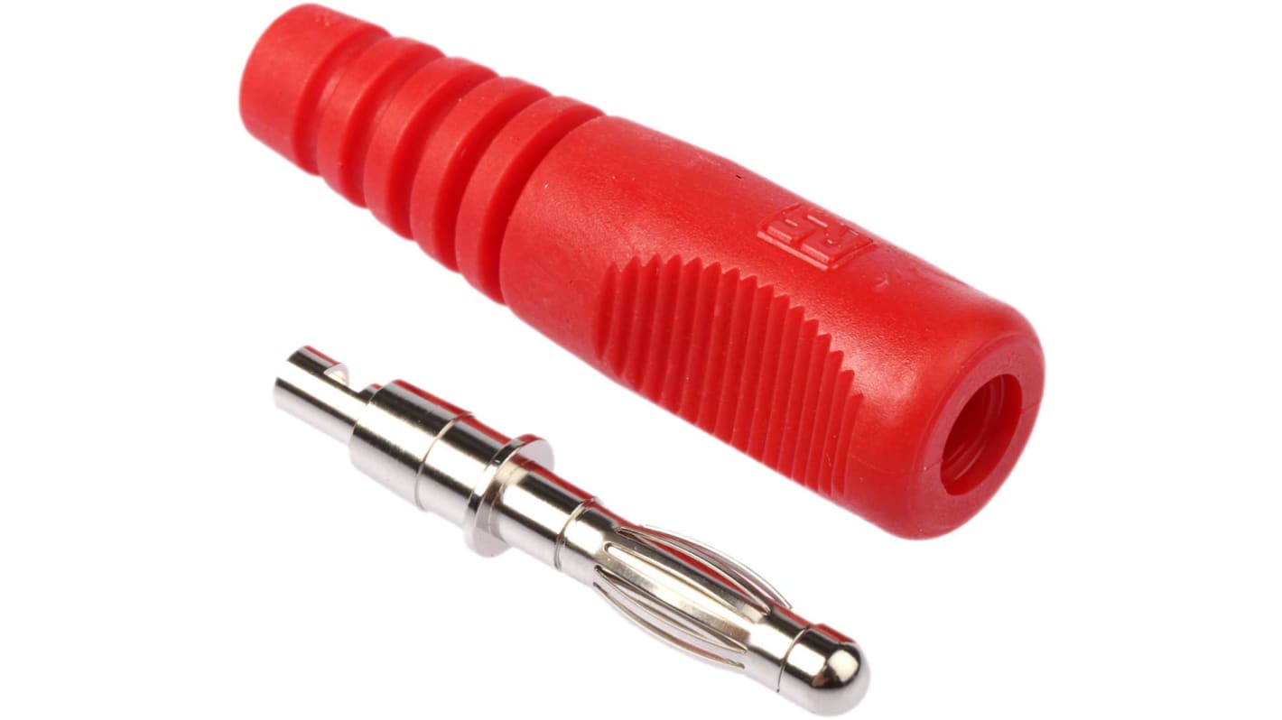 Conector banana Macho, 16A, 50V, Contacto Níquel, Rojo