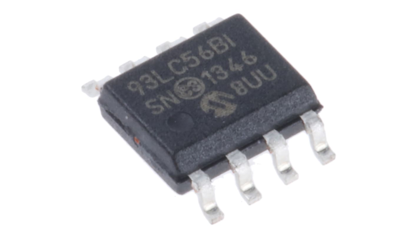 standard: AEC-Q100Sériová paměť EEPROM 93LC56B-I/SN, 2kbit 128 x 16bitů, Sériové - Microwire 200ns, počet kolíků: 8,