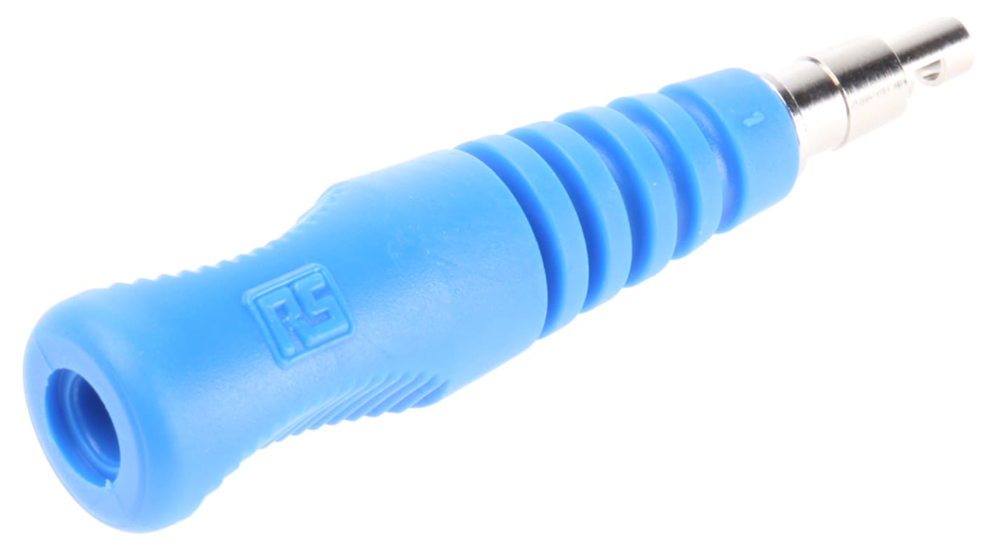 Conector banana Macho, 16A, 50V, Contacto Níquel, Azul