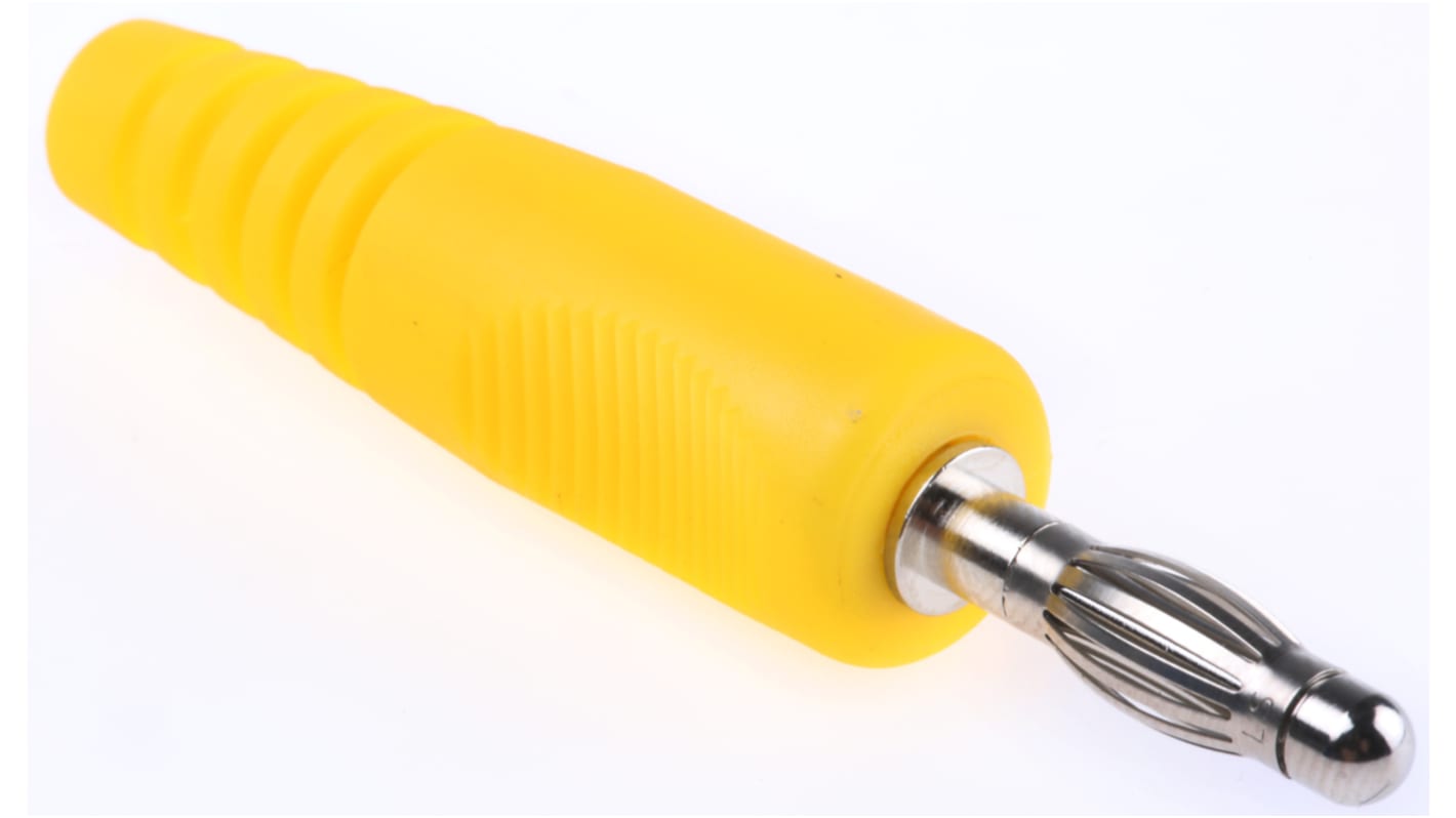 binder Yellow Male Banana Plug, 4 mm Connector, 16A, 50V, Nickel Plating