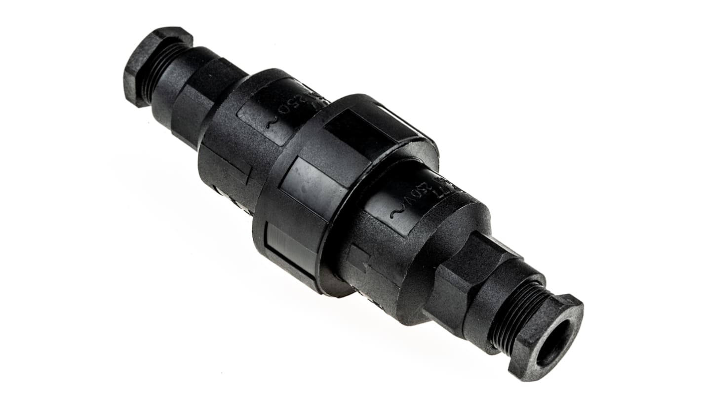 3 Pole IP68 Rating Cable Mount Female/Male Mains Inline Connector Rated At 16A
