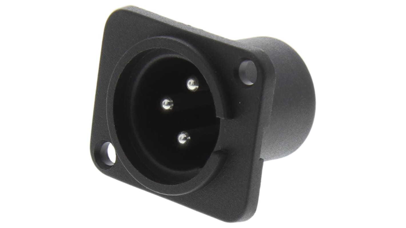 RS PRO Stecker Gerade 3-polig Tafelmontage vernickelt Schwarz XLR-Steckverbinder