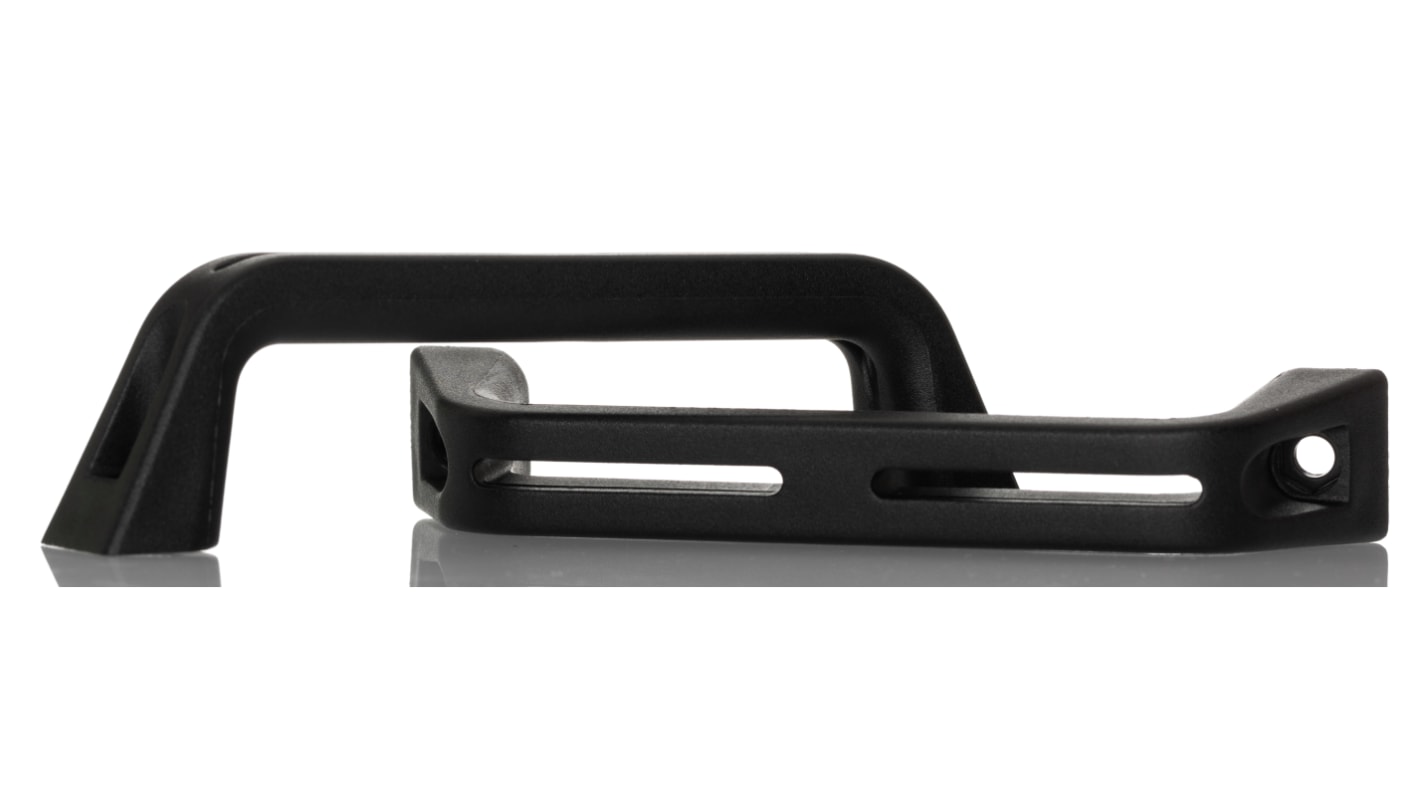 Tirador RS PRO de Plástico Negro, 141mm x 28 mm x 24mm, distancia entre ejes 120mm