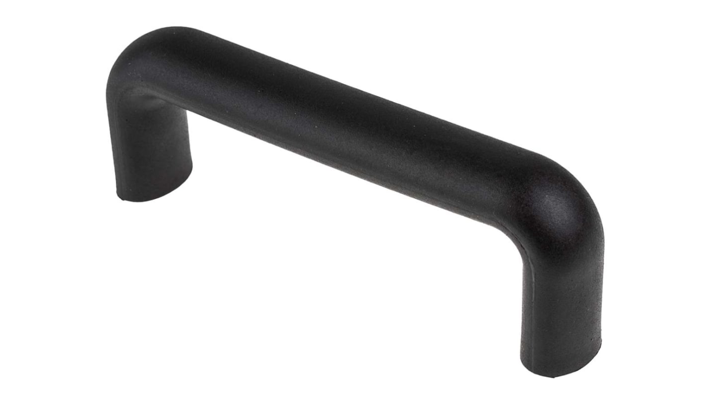 Tirador RS PRO de Plástico Negro, 148mm x 50 mm x 25mm, fijaciones ocultas, distancia entre ejes 132mm