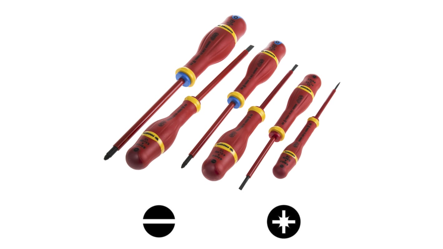 ATDVE.J6PB Pozidriv; Slotted Insulated Screwdriver Set, 6Piece