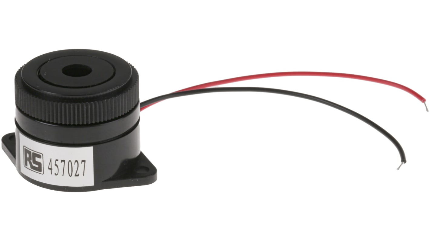 RS PRO 95dB Panel Mount Continuous Internal Piezo Buzzer, 29.5 (Dia.) x 24.5mm, 1.5V dc Min, 28V dc Max