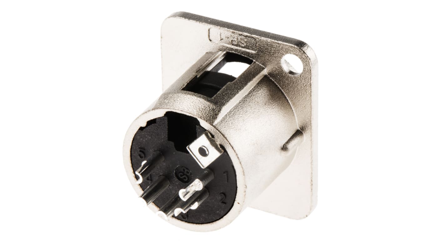 RS PRO Panel Mount XLR Connector, Male, 5 Way RS