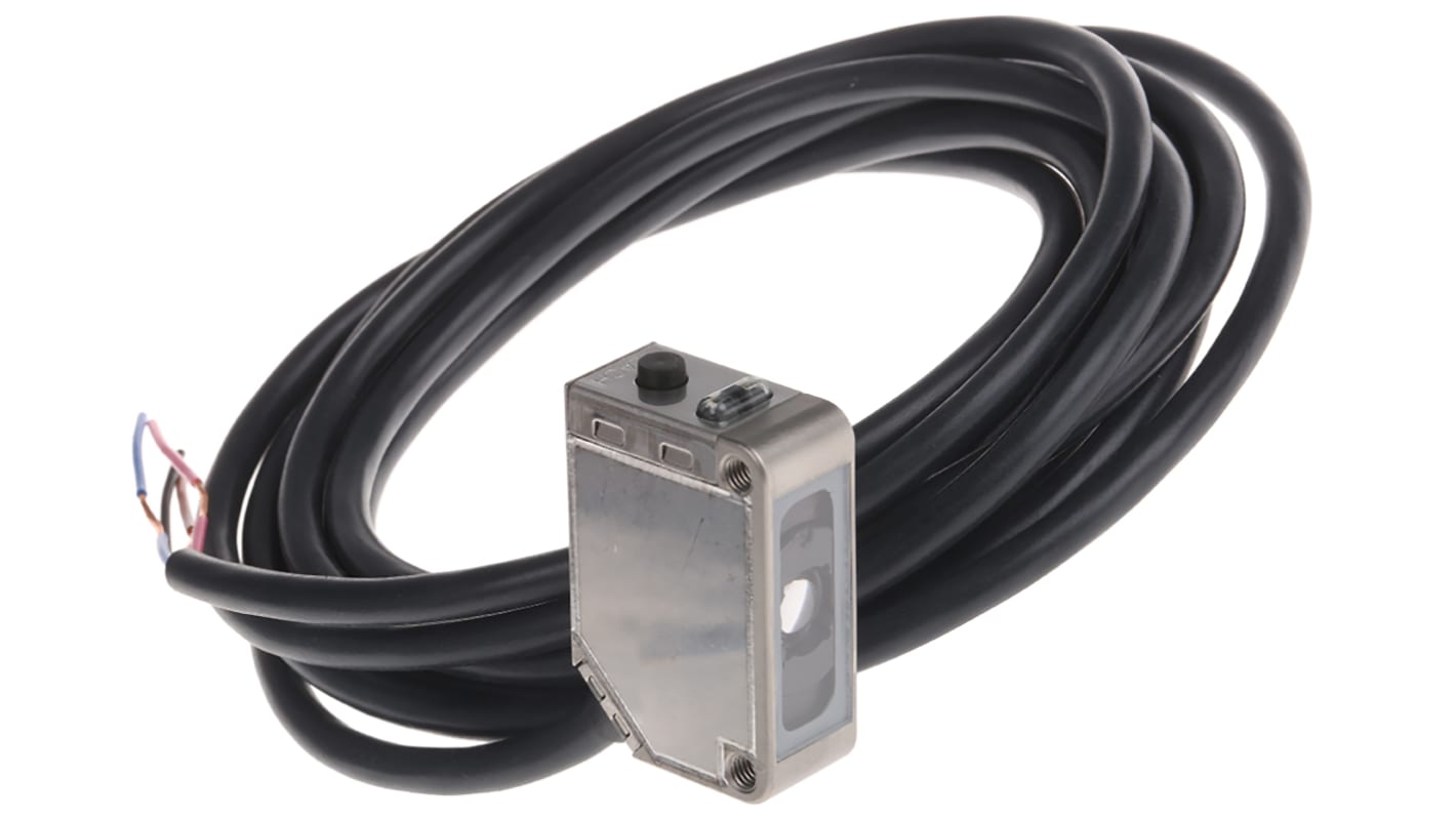 Fotocélula rectangular Omron, Sistema Difuso, alcance 12 mm, salida NPN, Precableado, IP69K