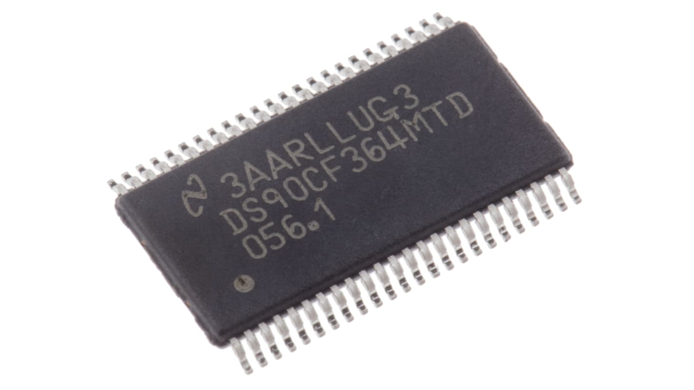 Transceptor LVDS, DS90C365AMT/NOPB, 3, Display de panel frontal, 612.5Mbps, TSSOP, 48-Pines