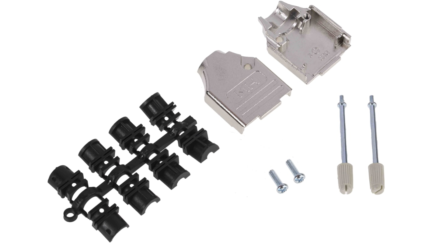 MH Connectors MHDTZK-RA Series Zinc D Sub Backshell, 9 Way, Strain Relief