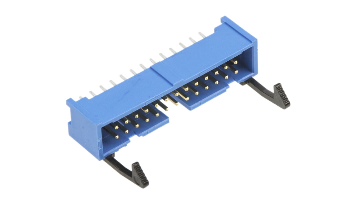 TE Connectivity AMP-LATCH Series Straight Through Hole PCB Header, 26 Contact(s), 2.54mm Pitch, 2 Row(s), Shrouded