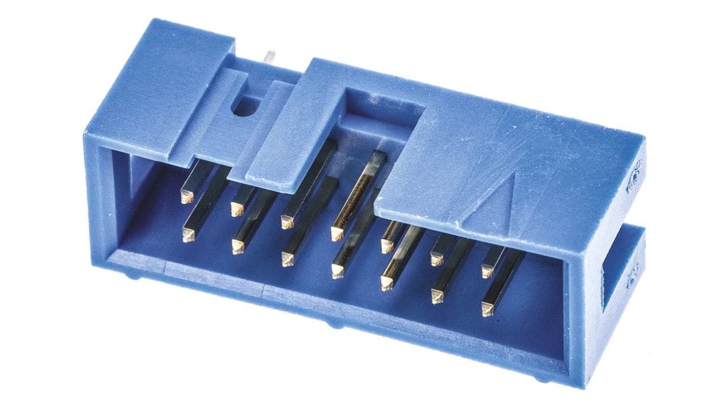 TE Connectivity AMP-LATCH Series Straight Through Hole PCB Header, 14 Contact(s), 2.54mm Pitch, 2 Row(s), Shrouded