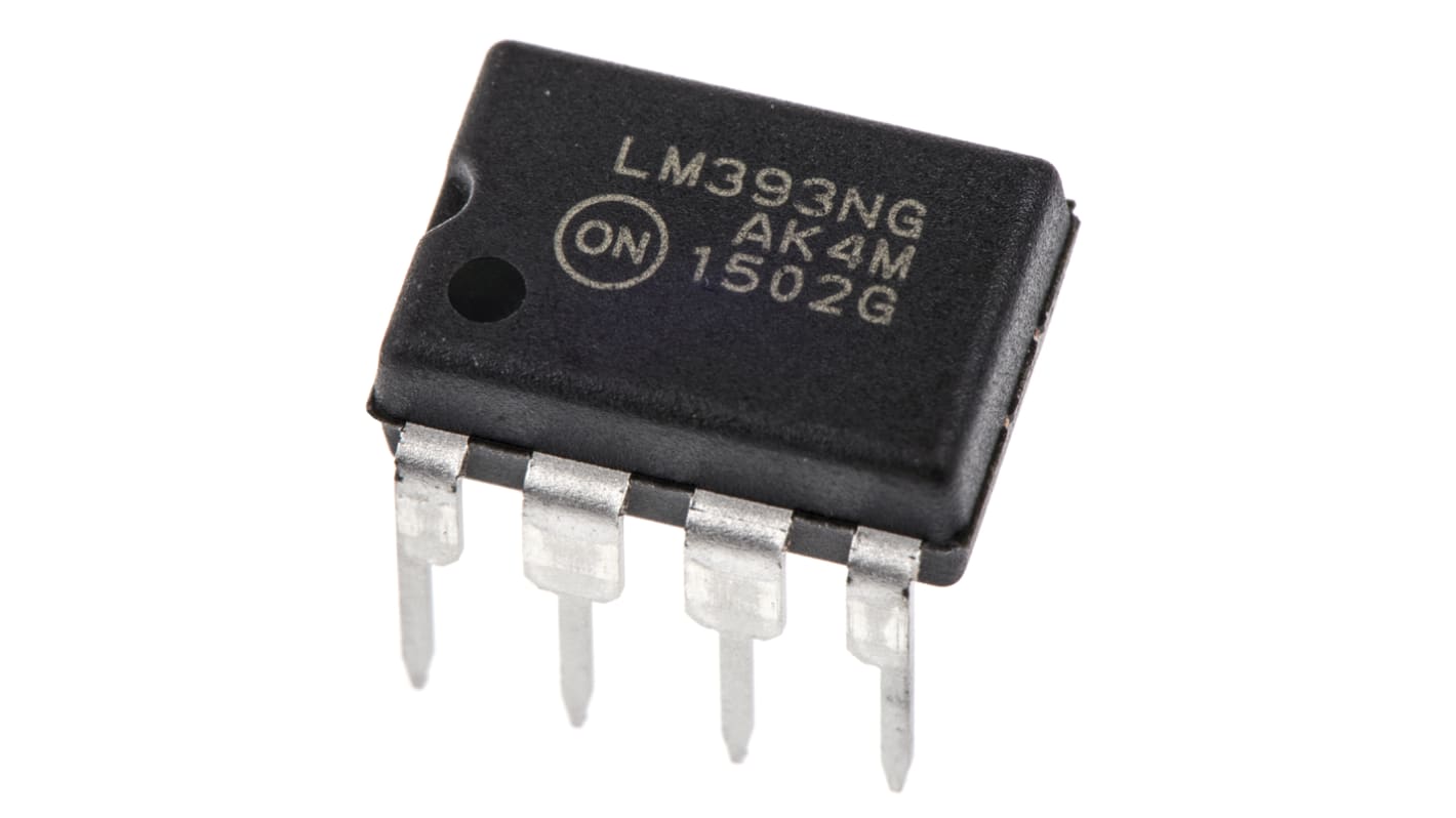 LM393NG onsemi, Dual Comparator, Open Collector O/P, 1.3μs 3 → 28 V 8-Pin PDIP