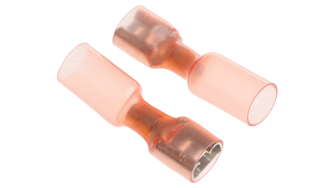 TE Connectivity Duraseal Red Insulated Female Spade Connector, Receptacle, 6.35 x 0.8mm Tab Size, 0.5mm² to 1mm²