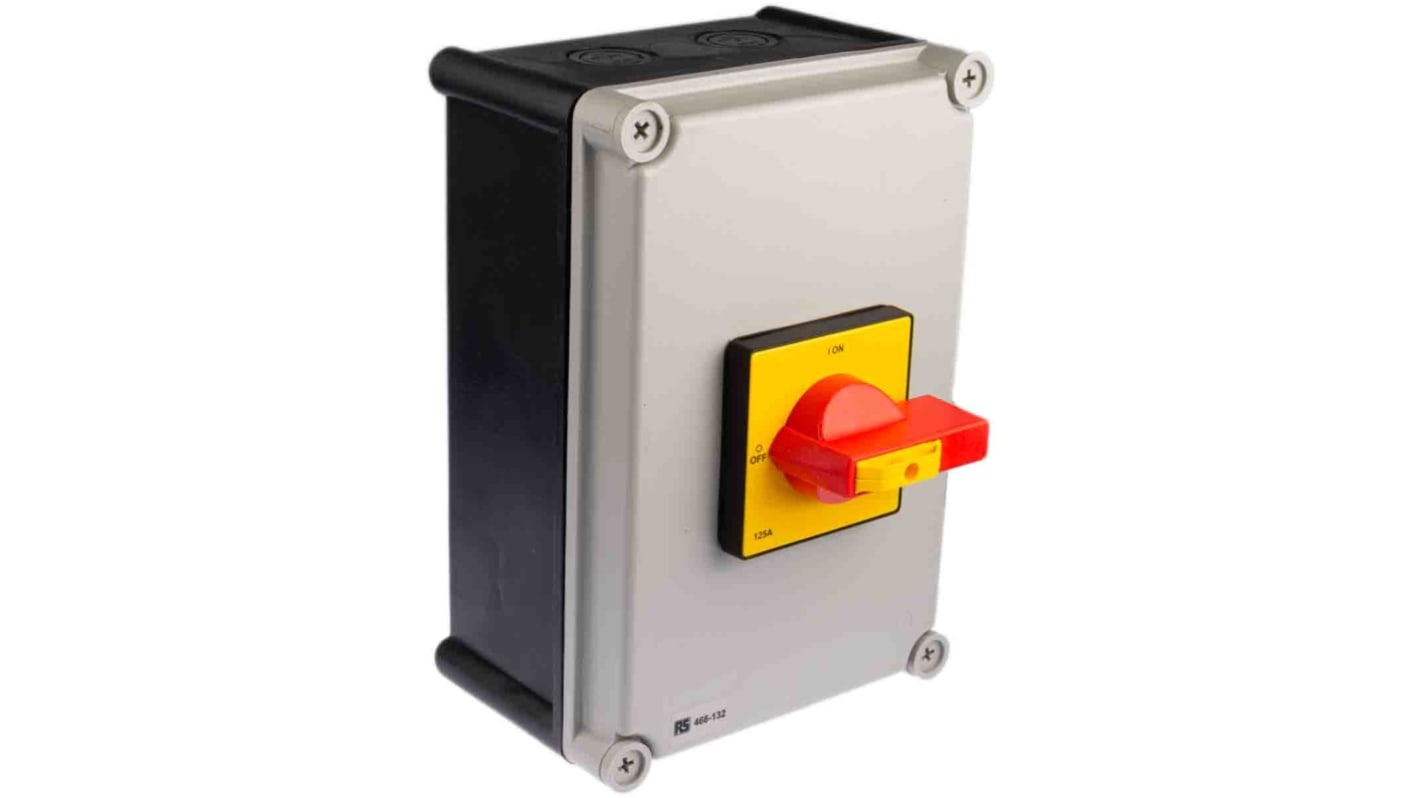 Interruptor seccionador, 4P, Corriente 125A, Potencia 55kW, IP65