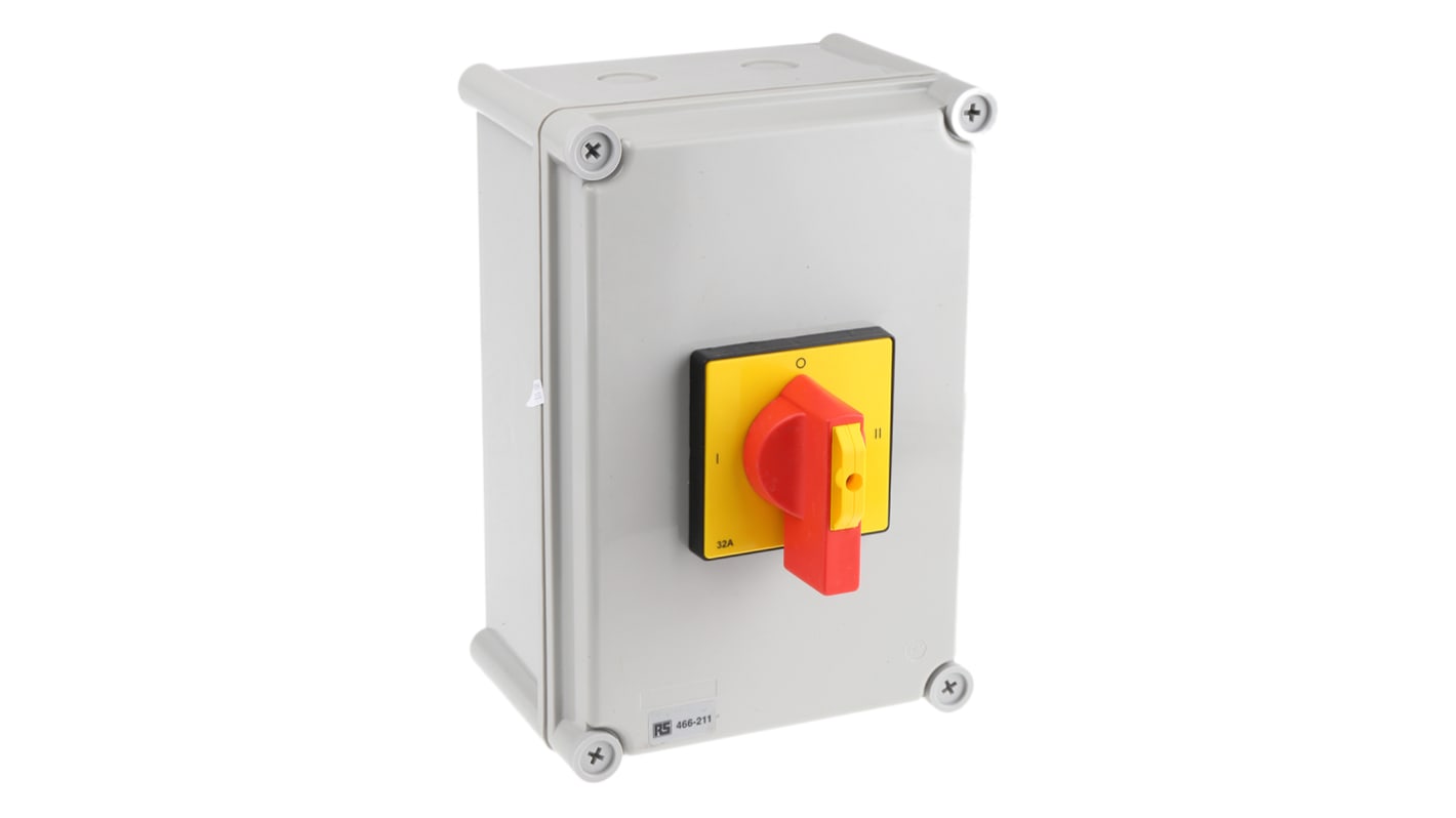 RS PRO 4P Pole DIN Rail Isolator Switch - 32A Maximum Current, 11kW Power Rating, IP65