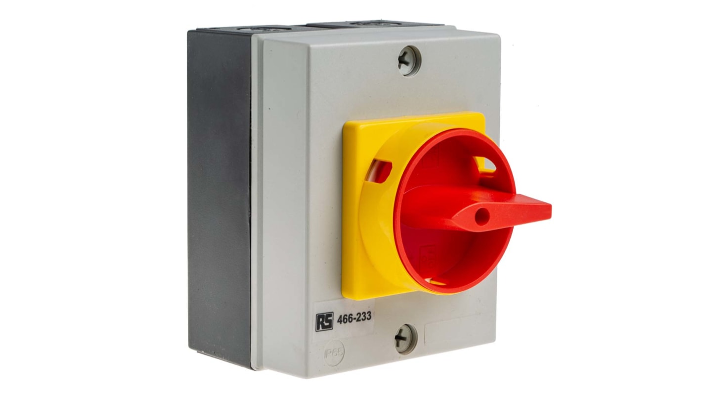 RS PRO 4P Pole DIN Rail Isolator Switch - 25A Maximum Current, 11kW Power Rating, IP65