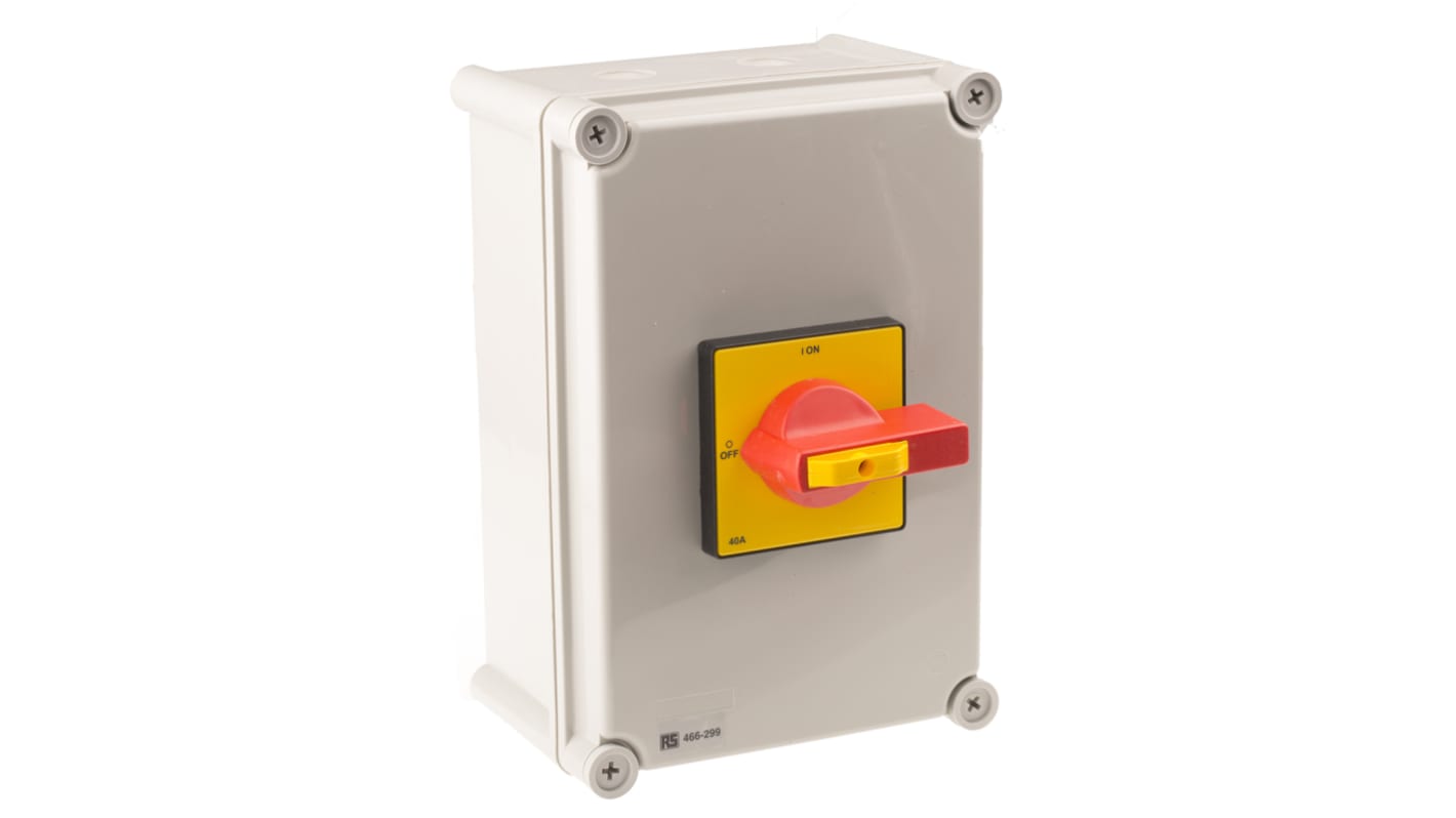 RS PRO 6P Pole DIN Rail Isolator Switch - 40A Maximum Current, 15kW Power Rating, IP65