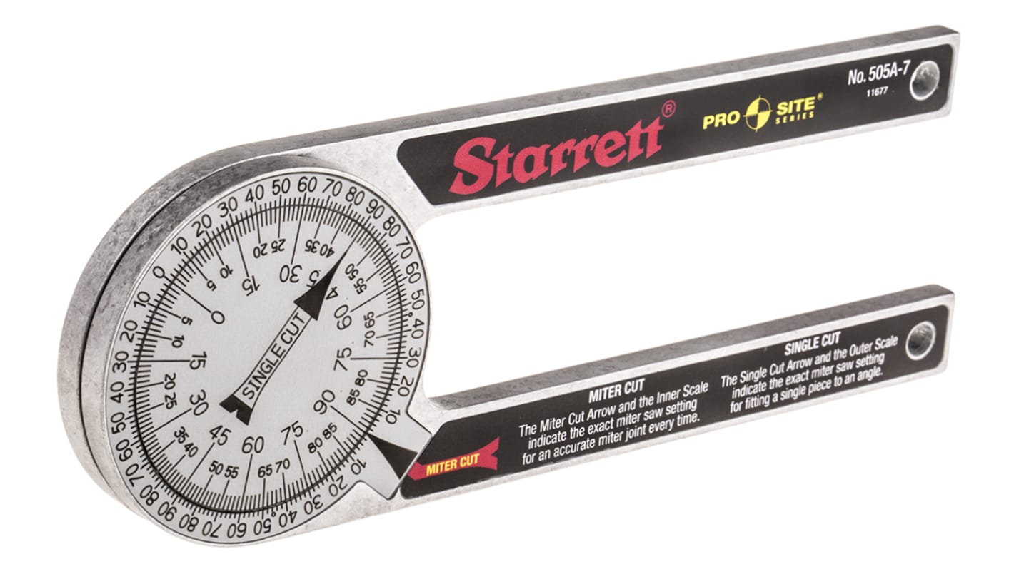 Starrett Metric Prosite Protractor, 7 in Aluminium Blade